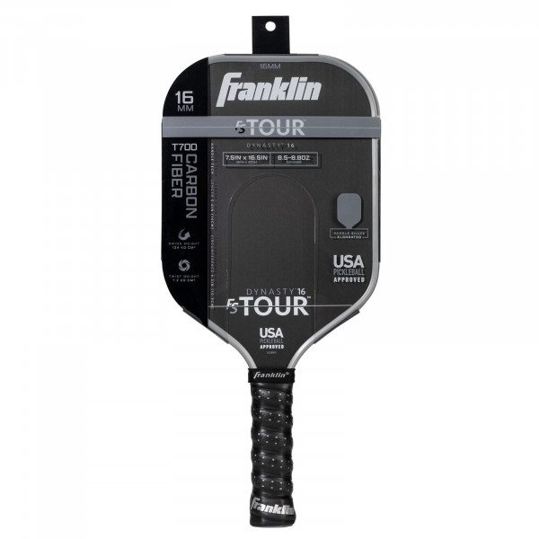 Grey Franklin FS Tour Dynasty pickleball paddle in retail packaging, 16 mm