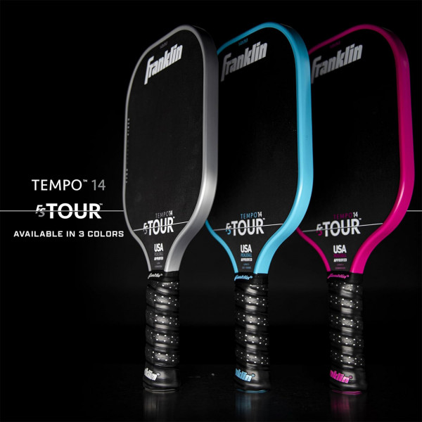 Franklin FS Tour Tempo pickleball paddles, 14 mm, shown in multiple colour options