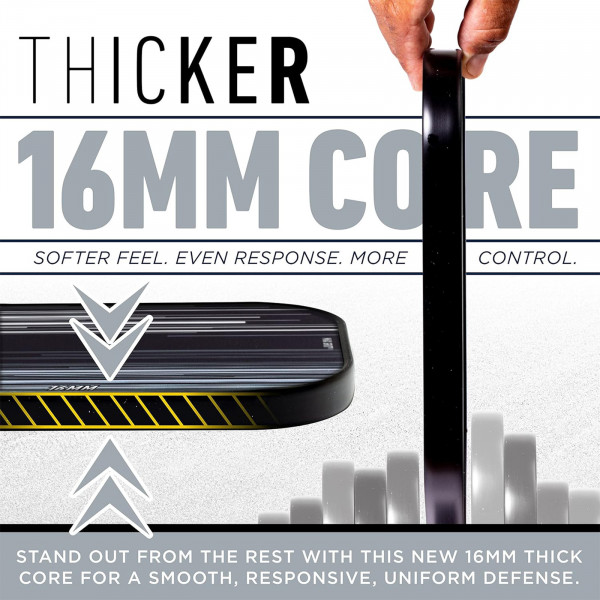 Franklin Signature Pro Series pickleball paddle, black, 16 mm core thickness detail