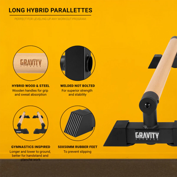 Gravity Fitness Long Parallettes - infographic - features