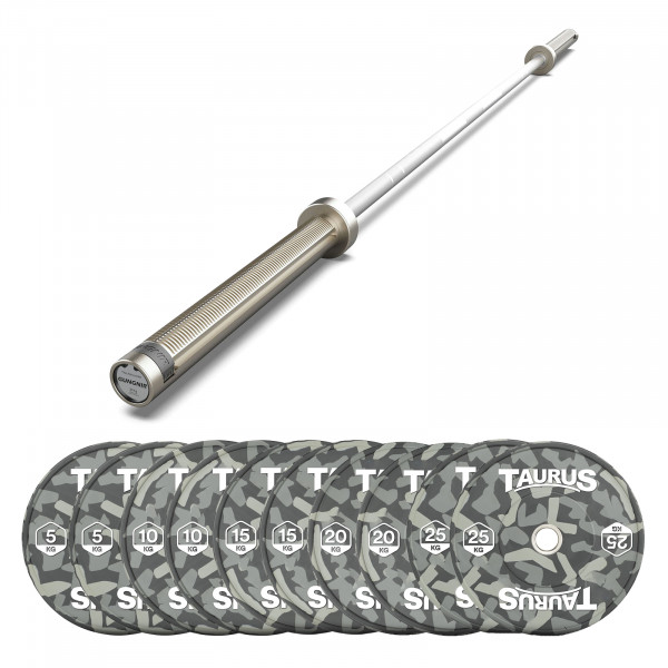 Gungnir Allrounder Bar + 150kg Taurus Camo Bumper Weight Plates
