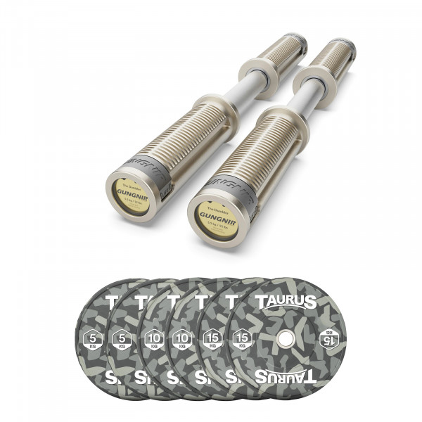 Gungnir Dumbler + 60kg Taurus Camo Bumper Plates