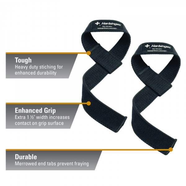 The Harbinger Cotton Lifting Straps come with heavy-duty stitching for lifelong durability.
