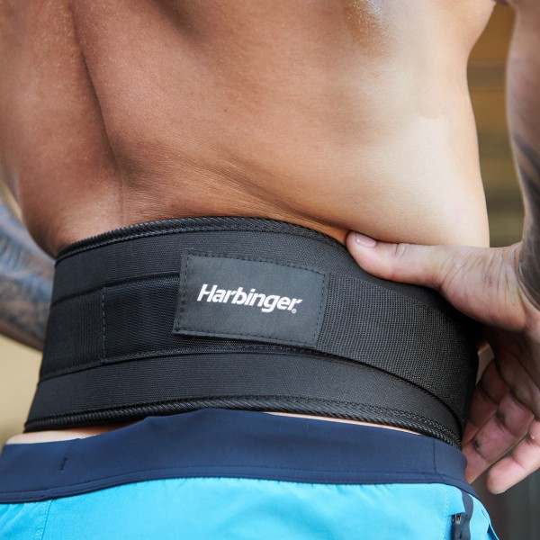 Harbinger Foam Core 4.5" Belt wear by a man