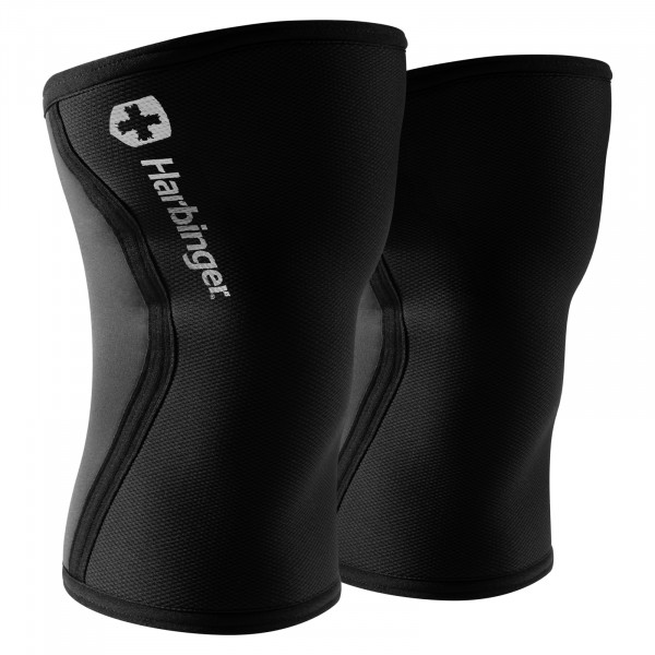 A hero product image of the Harbinger Pro 7mm Knee Sleeves available in sizes Small to Extra Large.