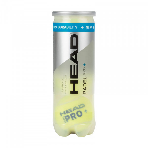 Head Padel Pro+ balls, pressurised padel balls in can, front view