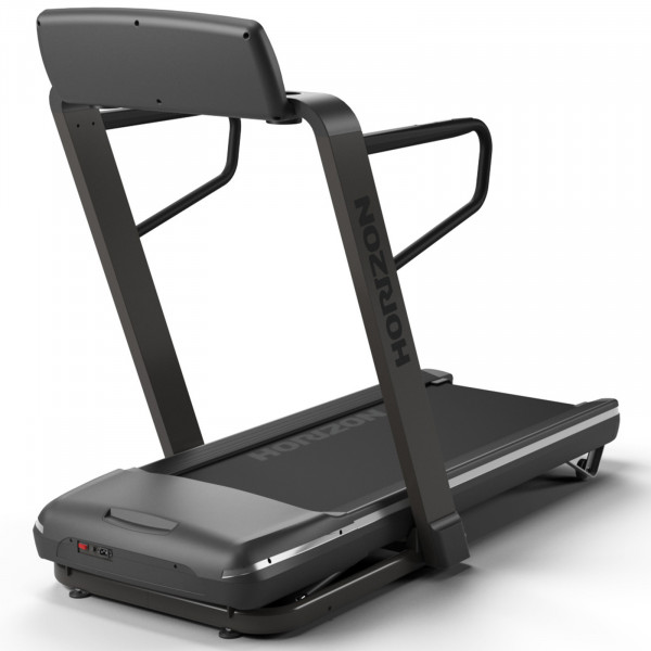 Back left view of the Horizon Omega Z-02 Treadmill.