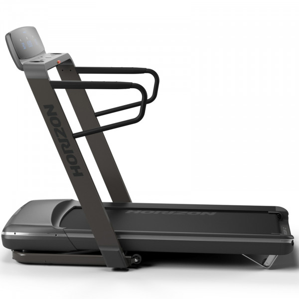 Left side view of the Horizon Omega Z-02 Treadmill.