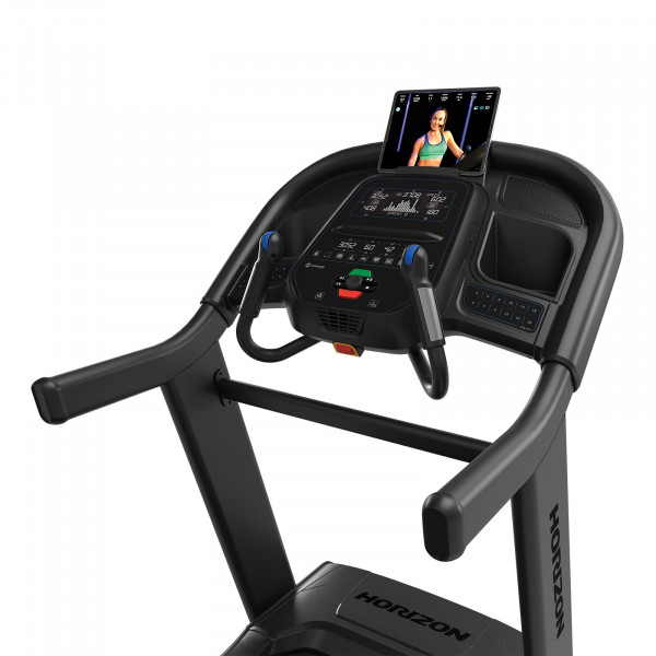 Horizon 7.4AT-24 Treadmill console with tablet in use