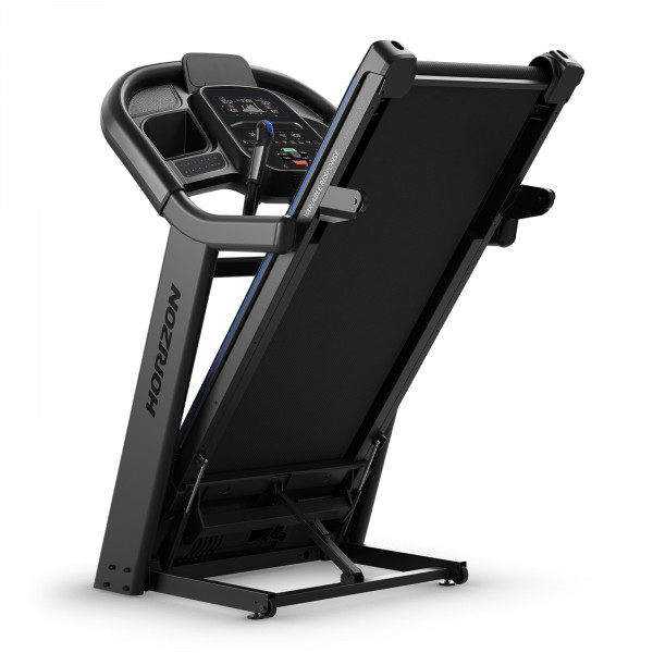 Folded upright position of the Horizon 7.4AT-24 Treadmill