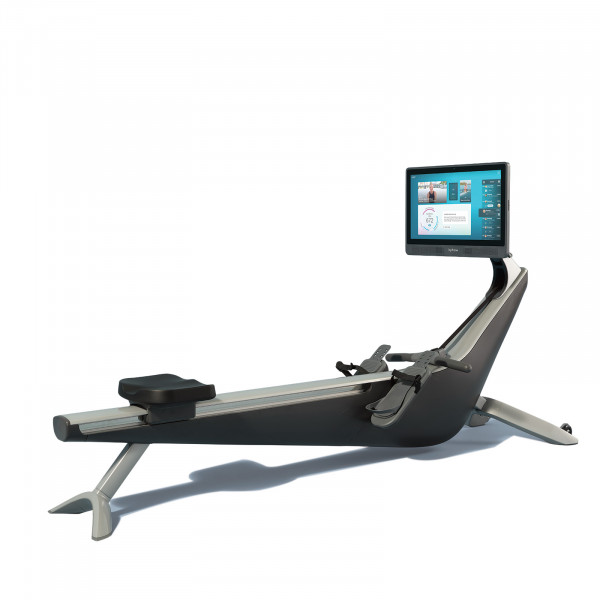 Angled view of the Hydrow Origin Rower
