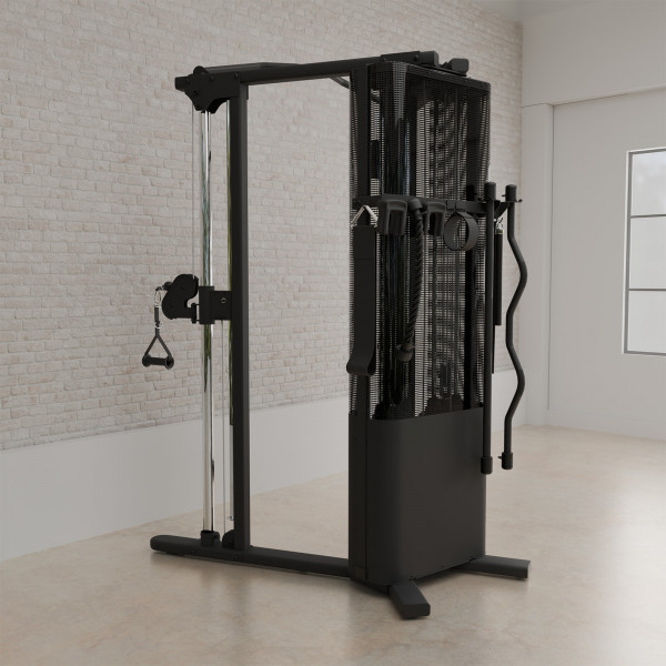 Studio image of the Inspire Fitness FT1 PRO Functional Trainer - full product view from rear