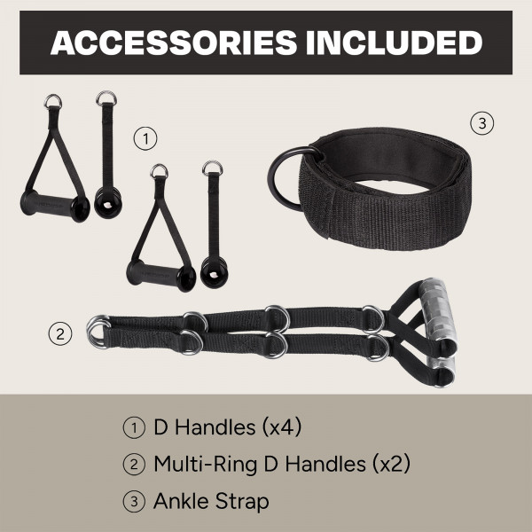 Inspire Fitness M1 Multi-Gym with included accessories.