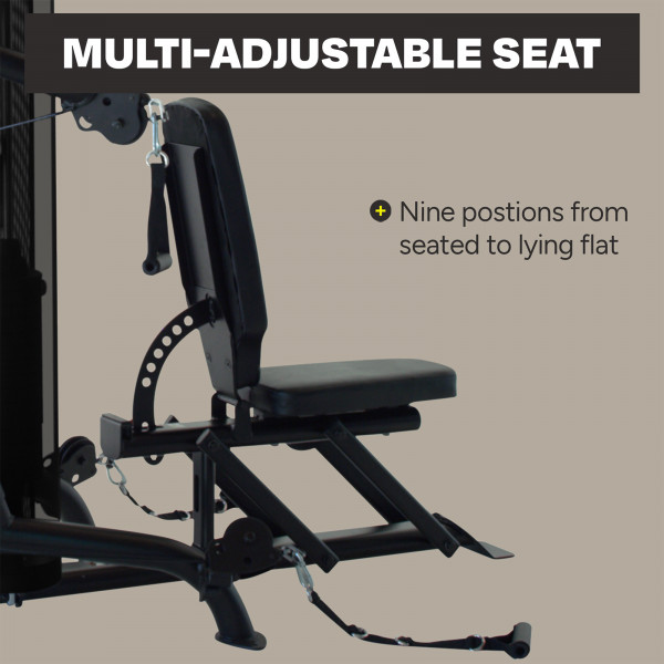 Inspire Fitness M1 Multi-Gym with an adjustable seat.
