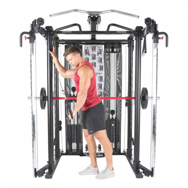 Product image of the Inspire Fitness SCS Smith Cage - Side pulley in use