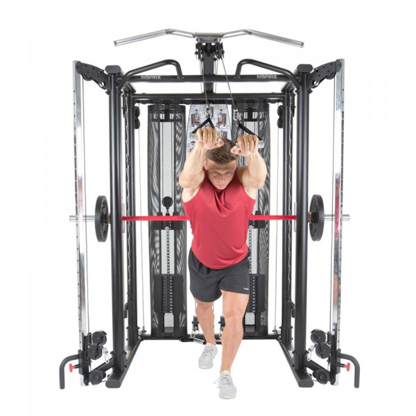 Product image of the Inspire Fitness SCS Smith Cage - Top pulley in use