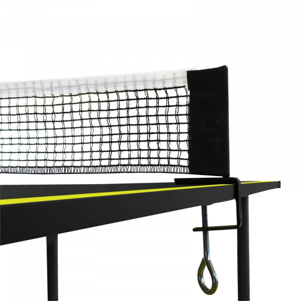 Close-up of the Joola Mini Table Tennis Table net and corner detail - dark grey