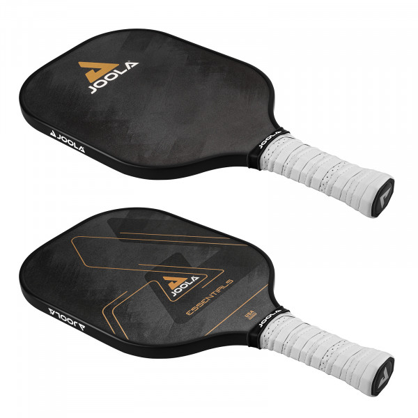 Angled view of JOOLA Essentials Pickleball Paddle in black, showing both sides.
