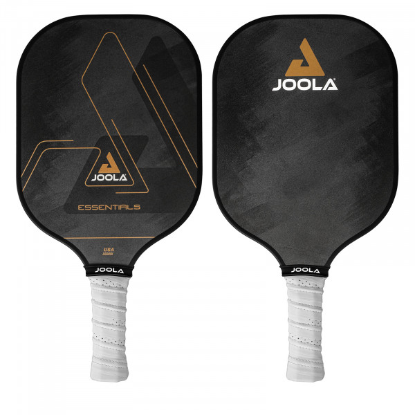 Front view of JOOLA Essentials Pickleball Paddle in black, showing front and back side.