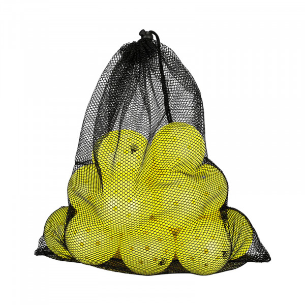Front view of the 20-pack JOOLA Primo Pickleballs in a mesh carrying bag.