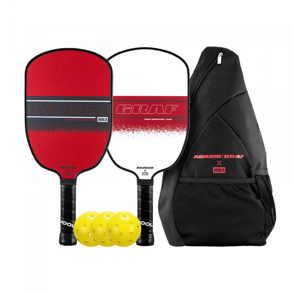 Complete JOOLA Agassi/Graf Champion Pickleball Paddle Set.