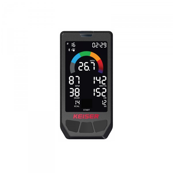 Close-up of the Studio Display on the Keiser M3i Studio Indoor Bike.