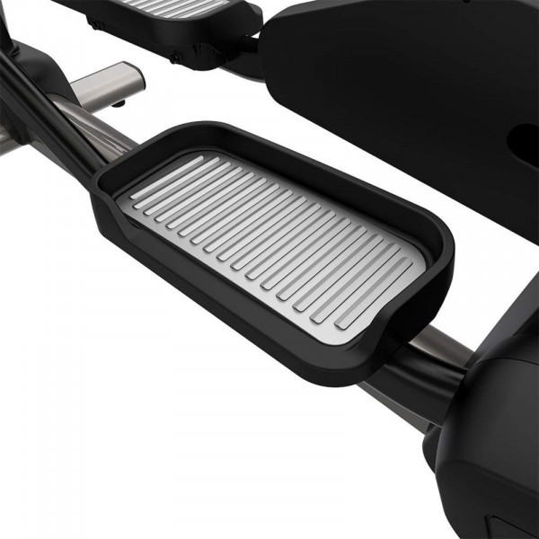 Close-up view of the pedals on the Life Fitness Club Series Plus Elliptical Cross Trainer.