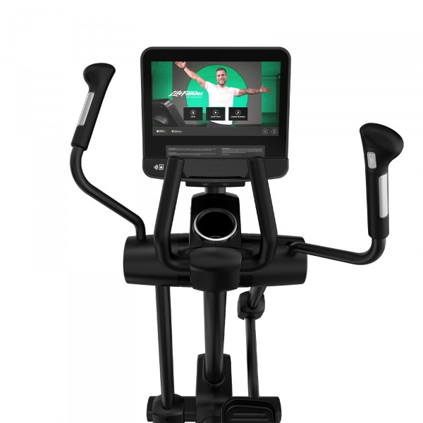 Front view of the Discover SE4 Console 16" on the Life Fitness Integrity+ Cross Trainer in Smooth Charcoal