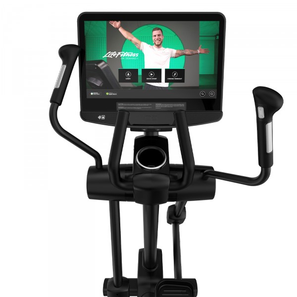 Front view of the Discover SE4 Console 24" on the Life Fitness Integrity+ Cross Trainer in Smooth Charcoal