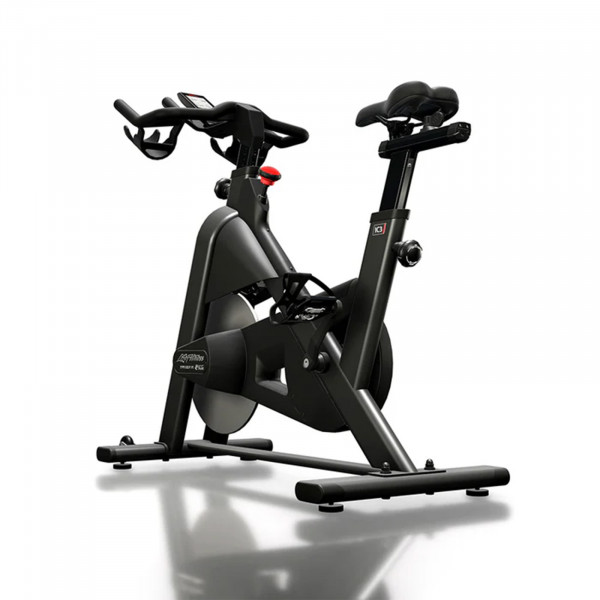 Back left view of the Life Fitness IC3 Indoor Cycle Powered by ICG.