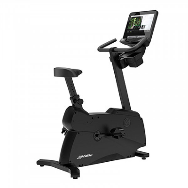 Rear right view of the Life Fitness Atmos Upright Bike with SE4 16" Console