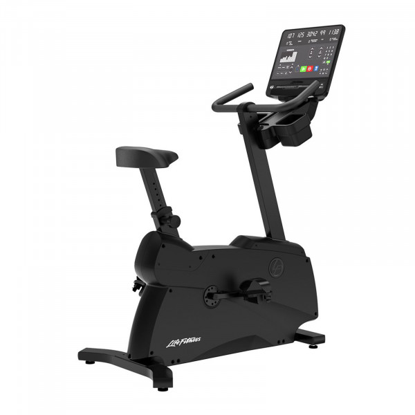 Rear right view of the Life Fitness Atmos Upright Bike with SL Console