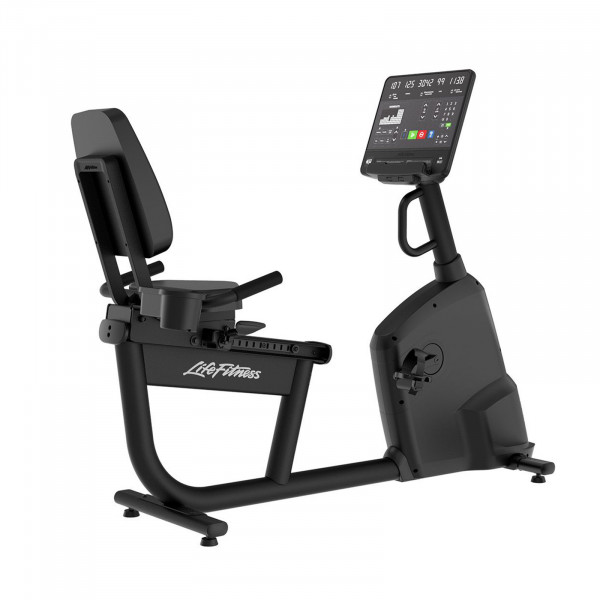 Rear right view of the Life Fitness Atmos Recumbent Bike with SL Console