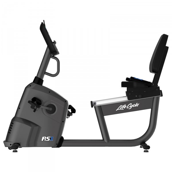 Life Fitness RS1 Step Through Recumbent Cycle Exercise Bike with Track Connect 2.0 Console - lateral view