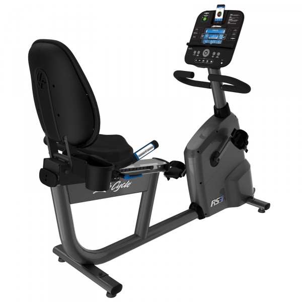 Life Fitness RS3 Step Through Recumbent Exercise Bike with Track Connect Console 2.0 - angled view