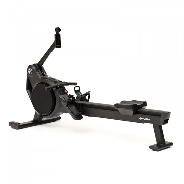 Angled view of the Life Fitness Heat Performance Row frame and seat