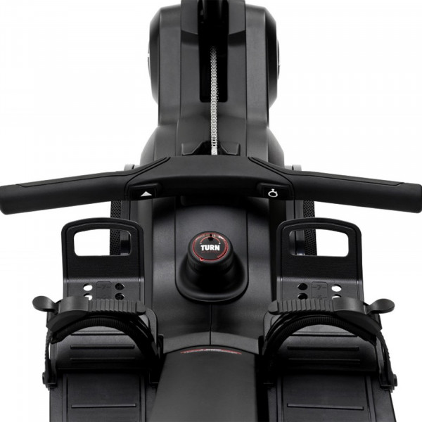 Close-up of the Life Fitness Heat Performance Row handle and resistance knob