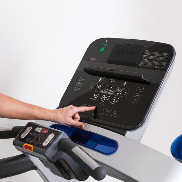 The Life Fitness T5 Treadmill with Track Connect 2.0 Console offers heart rate monitoring for targeted training.