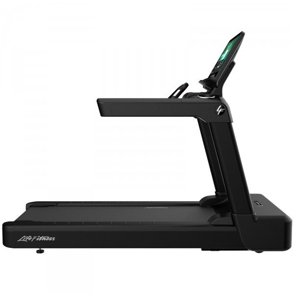 Side view of Life Fitness Integrity+ Treadmill with Discover SE4 Console 24" in Smooth Charcoal