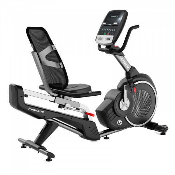 Rear angled view of the Marcy Pegasus Premium Home Recumbent Bike