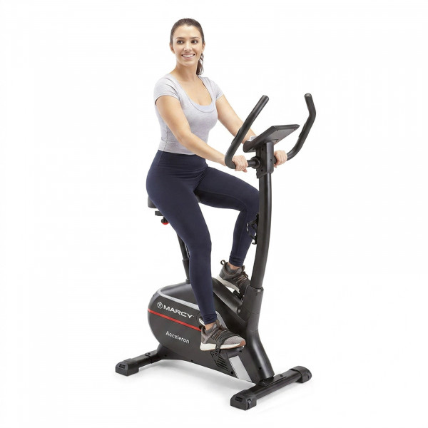 Model riding the Marcy Acceleron Electro Magnetic Exercise Bike