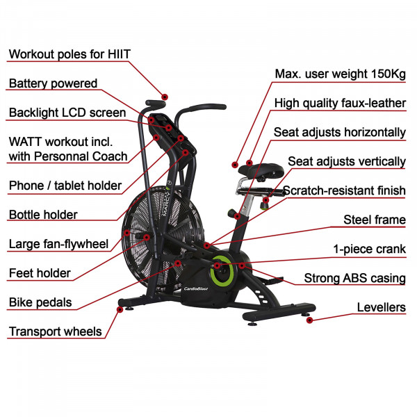 Marcy CardioBlast Premium Home Assault Bike with highlighted product features