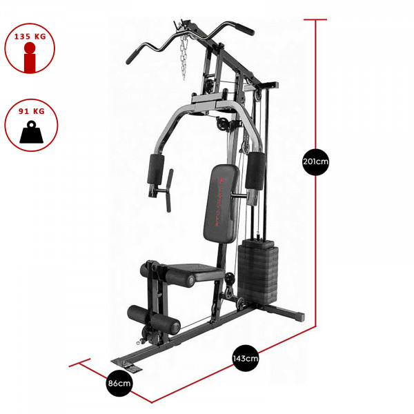 An image showing the dimensions of the Marcy MKM-81030 Home Gym