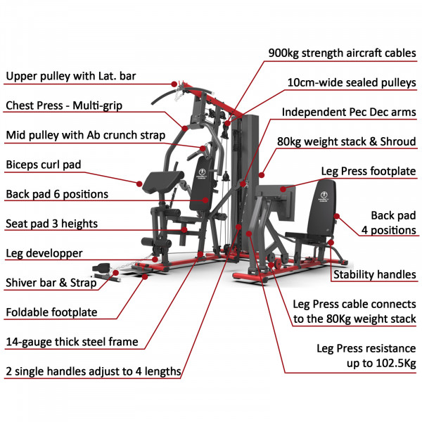 Marcy HG9000 Deluxe Leg Press Home Multi-Gym - Key features