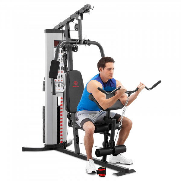 Image of the Marcy MWM-988 with a model performing a bicep curl