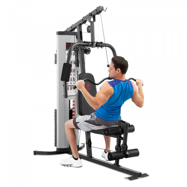 Image of the Marcy MWM-988 with a model performing a lat pulldown