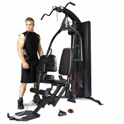 Individual preparing for a workout on the Marcy HG7000 Home Gym.
