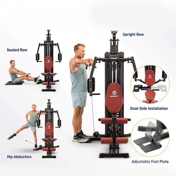 Infographic of the Marcy HG7000 Compact Leg Press Home Gym pulley system