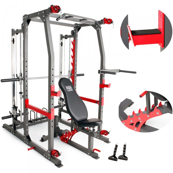 Adjustable safety racks on the Marcy Pro SM-4903 Smith Machine.