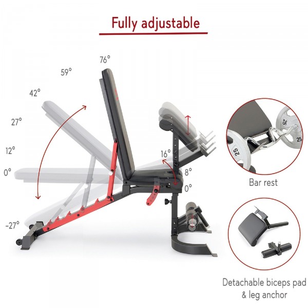 Bench specifications for the Marcy SM-4033 Smith Machine.